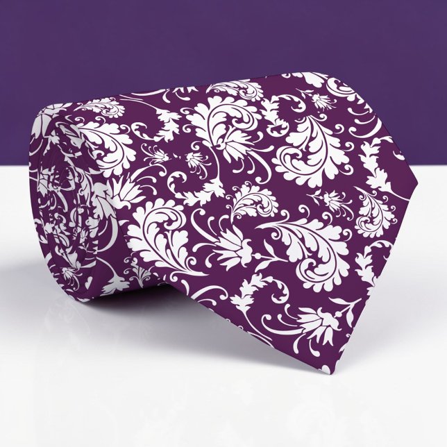 Corbata Dark Purple Floral Pattern Custom Necktie (Subido por el creador)
