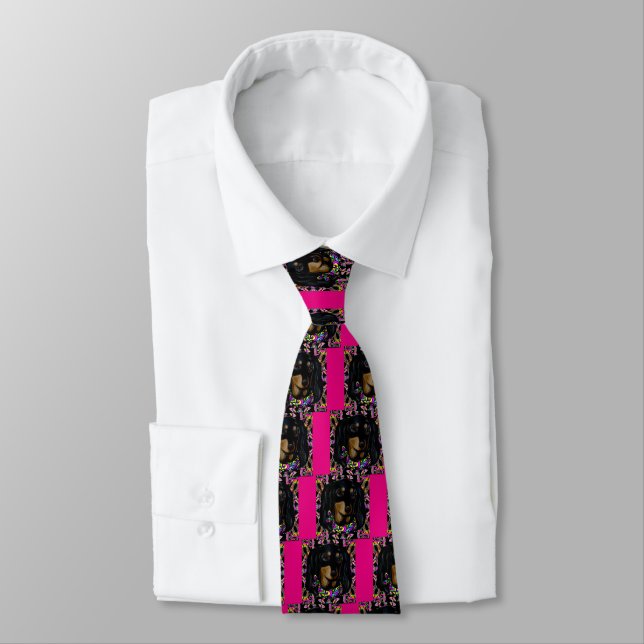 Corbata Daxie negro de pelo largo (Atado)