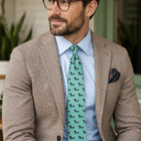 Corbata de accesorio para papá de Dachshund azul v