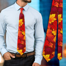 Corbata de Acción de Gracias de Hojas Rojas de Oto