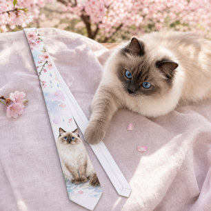 Corbata de Acuarela de Gato Ragdoll de Primavera