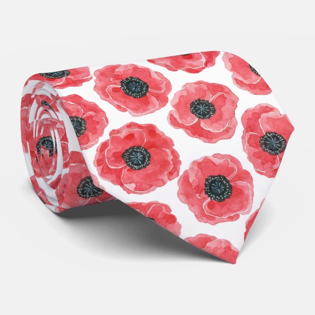 Corbata de acuarela de Popies (Enrollado)