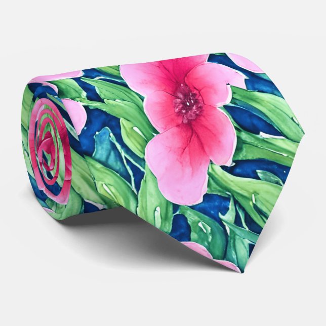 Corbata de acuarela floral (Enrollado)