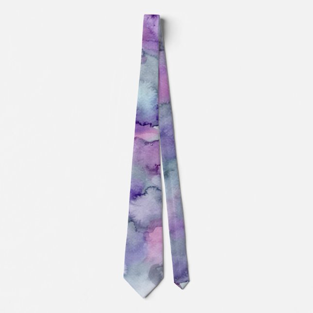 Corbata de acuarela morada y pizarra elegante (Anverso)