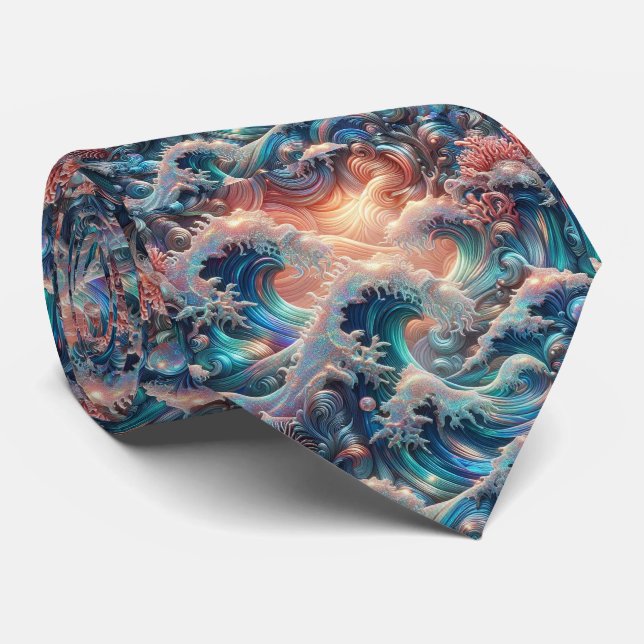 Corbata de Amantes de la Playa | Patrón de Coral O (Enrollado)
