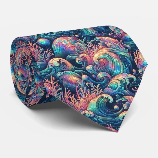 Corbata de Amantes de la Playa | Patrón de Coral O (Enrollado)