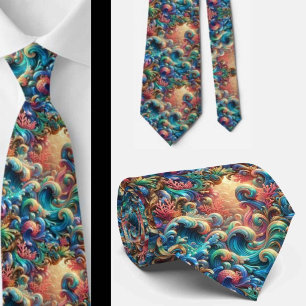 Corbata de Amantes de la Playa Patrón de Coral O