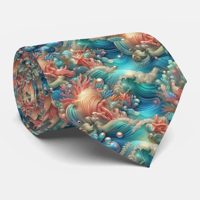 Corbata de Amantes de la Playa | Patrón de Coral O (Enrollado)