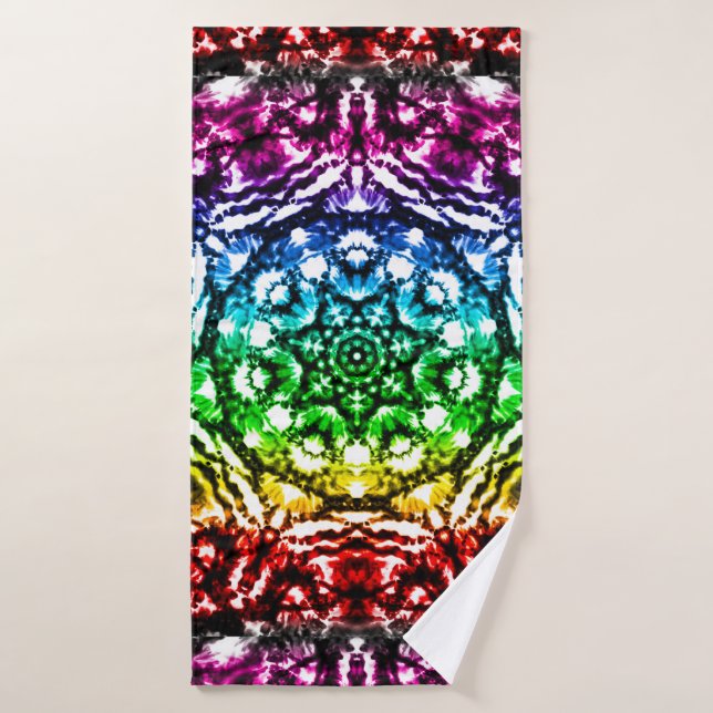 Corbata de arcoíris con mandala de estrella (Toalla de baño)