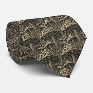 Corbata de arte botánico de hongos vintage
