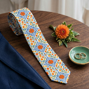 Corbata de arte floral majólica mediterránea clási