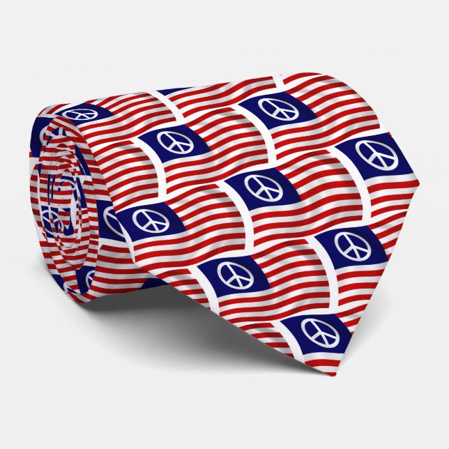 Corbata de bandera con signo de paz de EE. UU. (Enrollado)