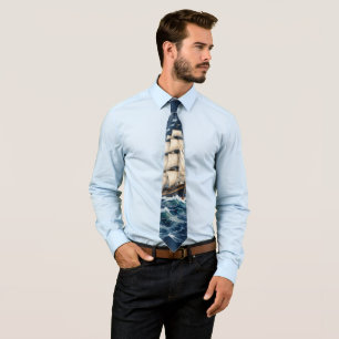 Corbata de barco de vela acuarela náutica