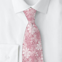 Corbata de Batik Floral Rosa Polvo
