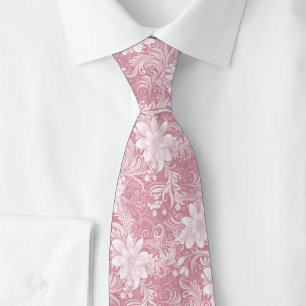 Corbata de Batik Floral Rosa Polvo
