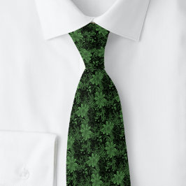 Corbata de Batik Floral Verde Cazador