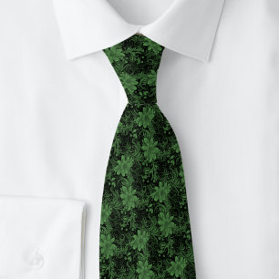 Corbata de Batik Floral Verde Cazador