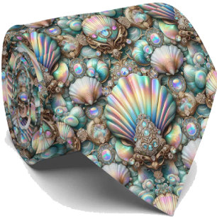 Corbata de Beach Lovers   Patrón de concha de mar 