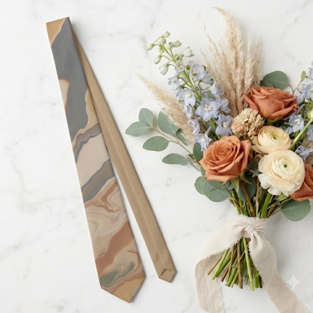 Corbata de boda abstracta de mármol fluido moderno (Flowing marble swirls create a chic, modern look for the stylish groom or wedding guest.)