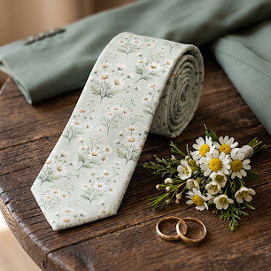 Corbata de boda chic con delicado arte floral