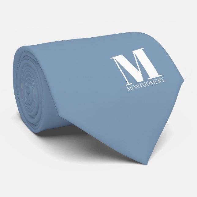 Corbata de boda con monograma elegante + nombre (Enrollado)
