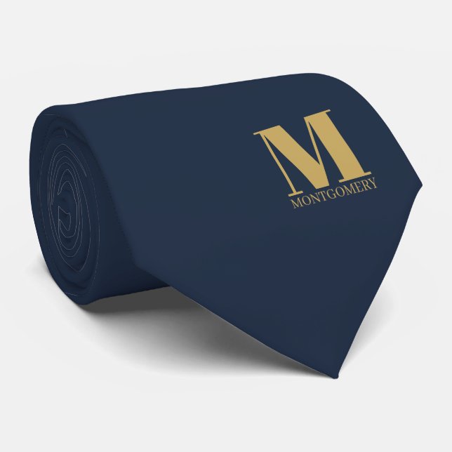 Corbata de boda con monograma elegante + nombre (Enrollado)