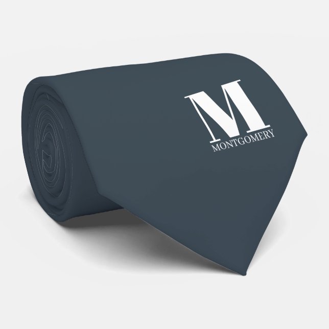 Corbata de boda con monograma elegante + nombre (Enrollado)