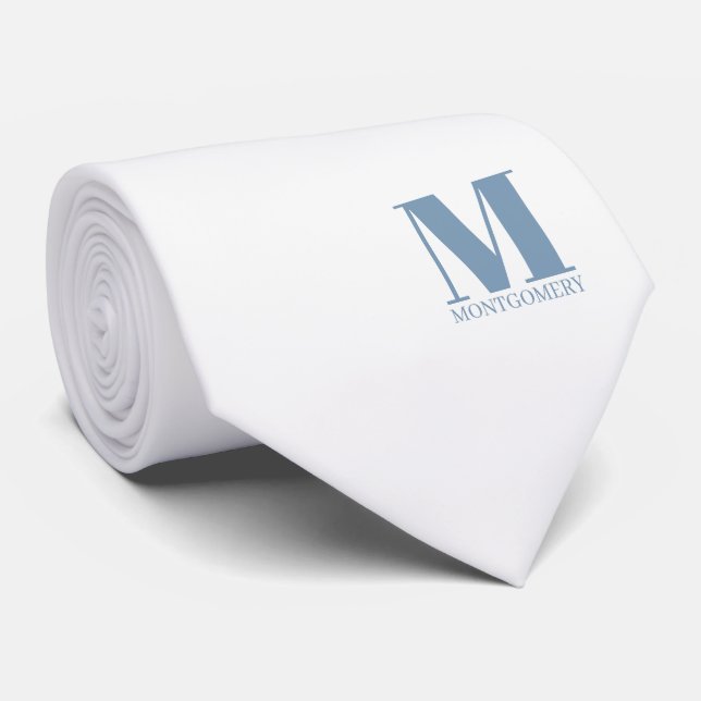 Corbata de boda con monograma elegante + nombre (Enrollado)