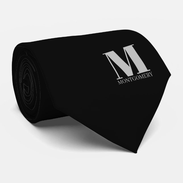 Corbata de boda con monograma elegante + nombre (Enrollado)