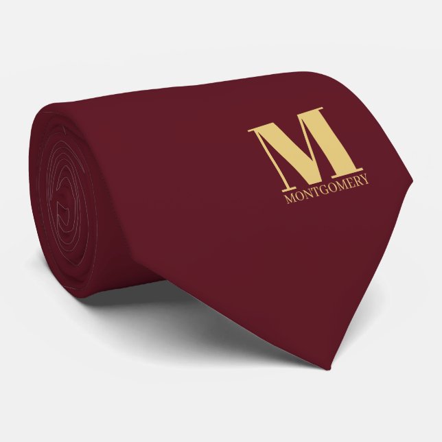 Corbata de boda con monograma elegante + nombre (Enrollado)