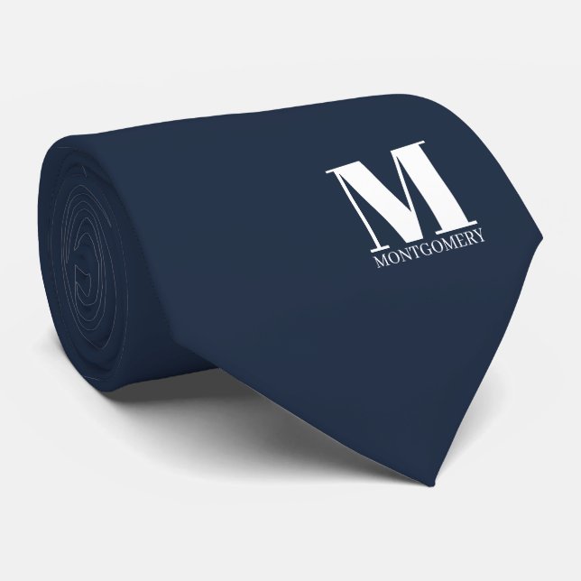 Corbata de boda con monograma elegante + nombre (Enrollado)