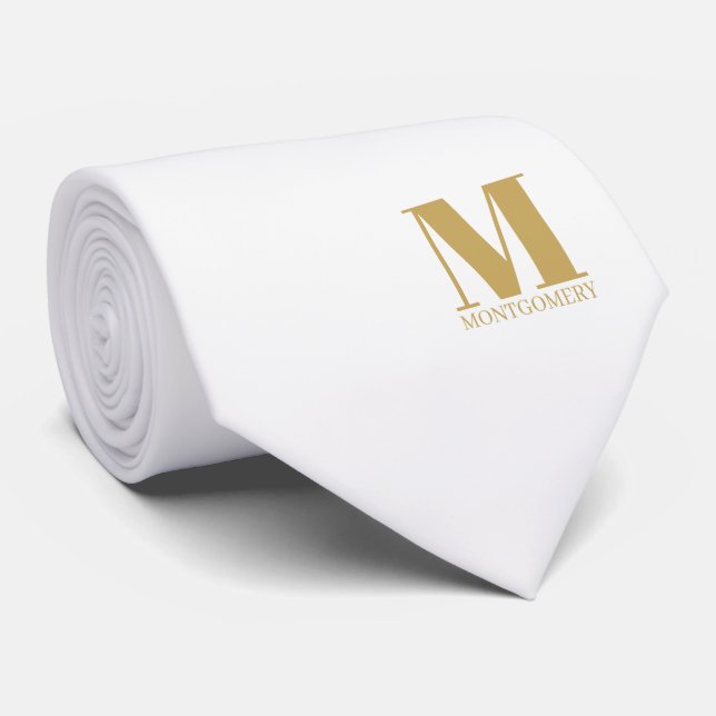 Corbata de boda con monograma elegante + nombre (Enrollado)