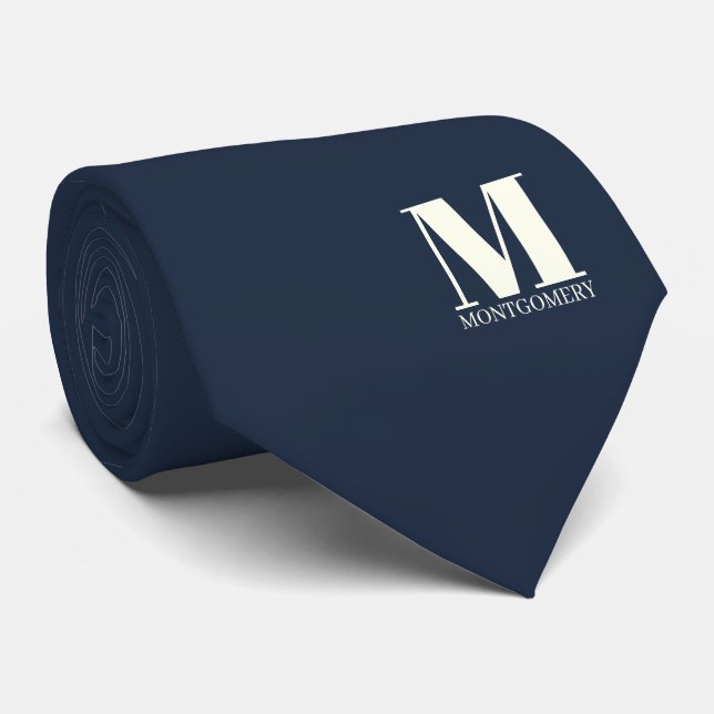 Corbata de boda con monograma elegante + nombre (Enrollado)