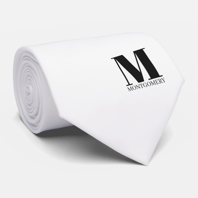 Corbata de boda con monograma elegante + nombre (Enrollado)