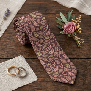 Corbata de boda de color rosa malva paisley elegan