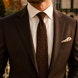 Corbata de boda de damasco marrón chocolate | Novi
