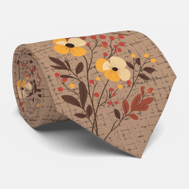 Corbata de boda de flores silvestres boho de otoño (Enrollado)