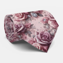 Corbata de Boda de Lujo | Rosas Purpura Rosadas y 