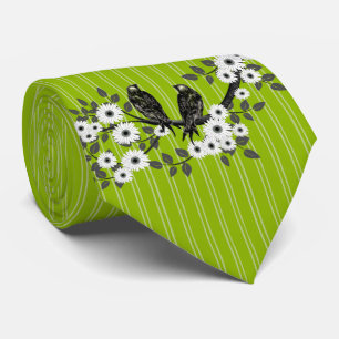 Corbata de boda de pájaro de margarita vintage de