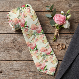Corbata de boda elegante con rosas melocotón rosa