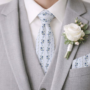 Corbata de boda floral de polvo azul escandinavo