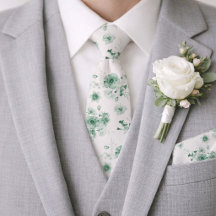 Corbata de boda floral verde salvia