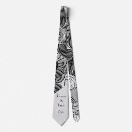 Corbata de boda para novio “Floral en negro y blan