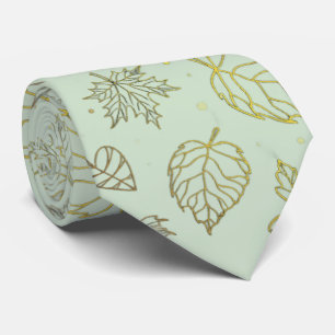 Corbata de boda verde salvia y dorada
