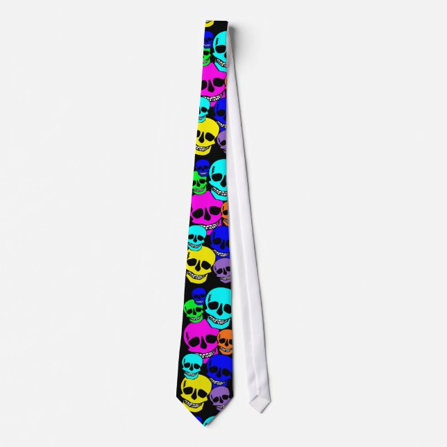 Corbata de calaveras coloridas y brillante (Anverso)
