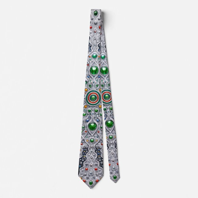 Corbata de caleidoscopio de plata de lujo – Patrón (Anverso)
