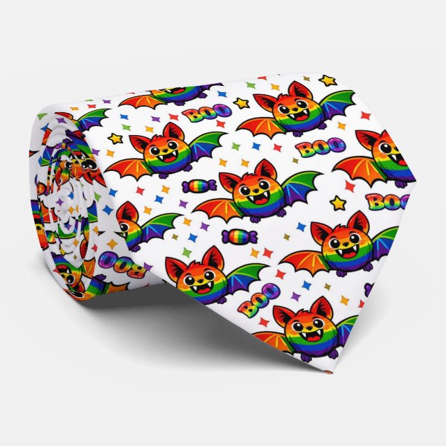 🦇🌈 Corbata de Caramelo de Murciélago de Arcoíris (Enrollado)