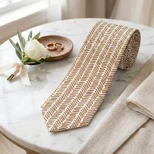 Corbata de clase con arte de Chevron beige marrón