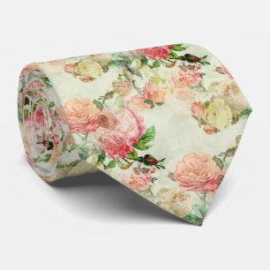 Corbata de clase con rosas antiguas melocotón rosa