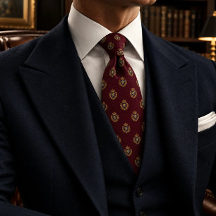 Corbata de club con escudo heráldico Burgundy Navy